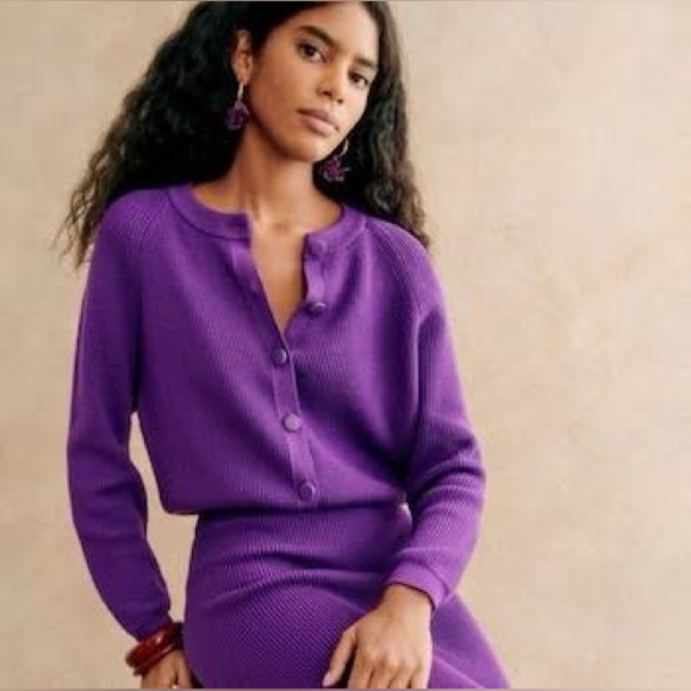 Sezane Sonnie Cardigan Purple - Size XS